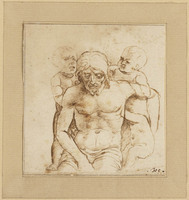 K IX 028
<br/>
Dode Christus, ondersteund door drie putti
<br/>
<em>Mantegna, Andrea (1431-1506) - omgeving van</em>